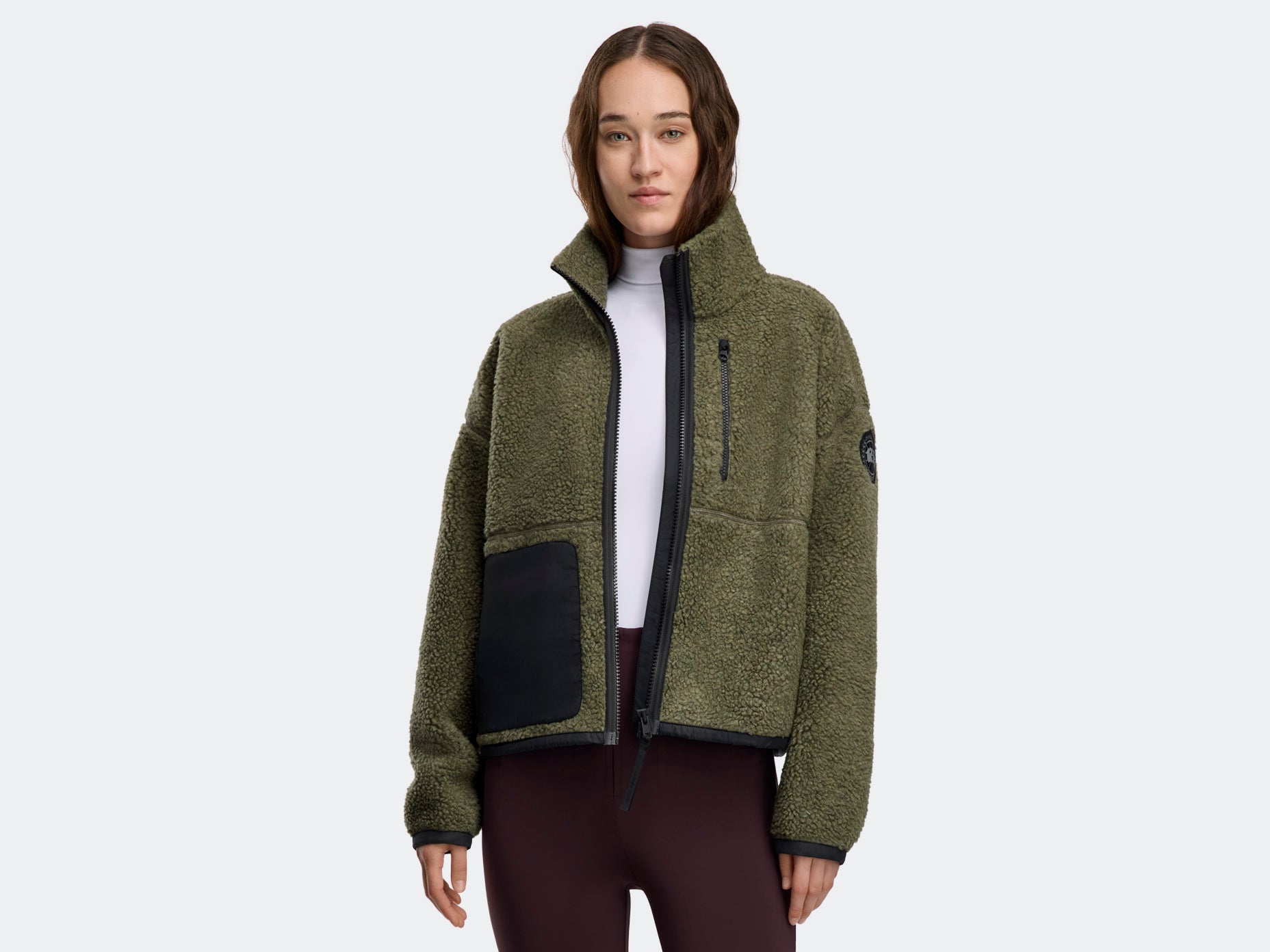 Simcoe Zip Up Fleece Sweater Black Label - Smokey Sage