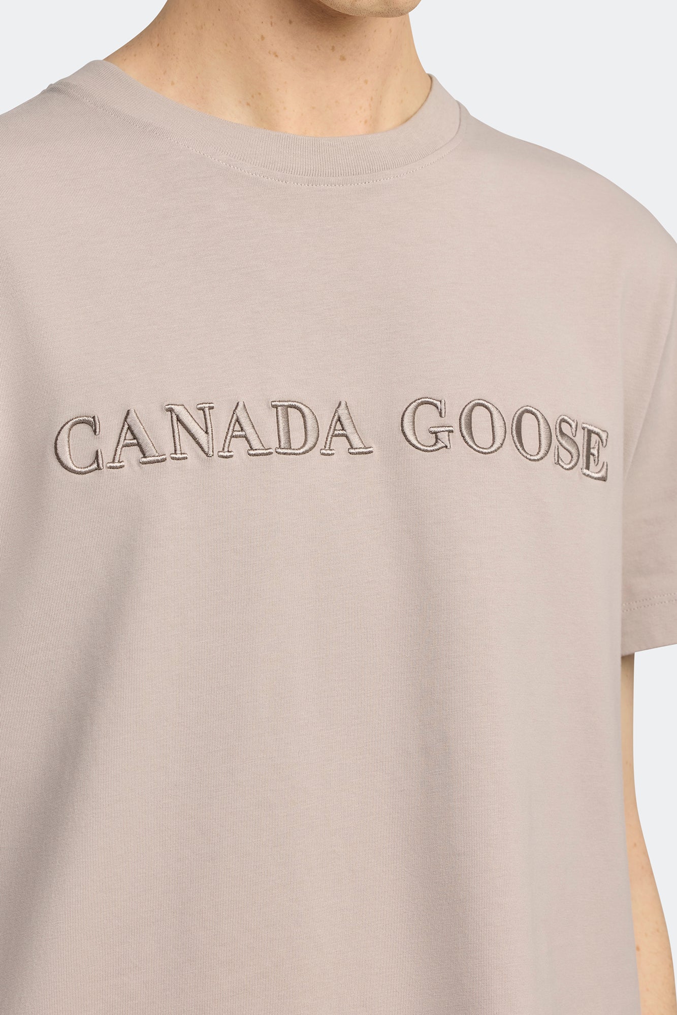 Emersen Embroidered Crewneck T-Shirt (Men) - Limestone