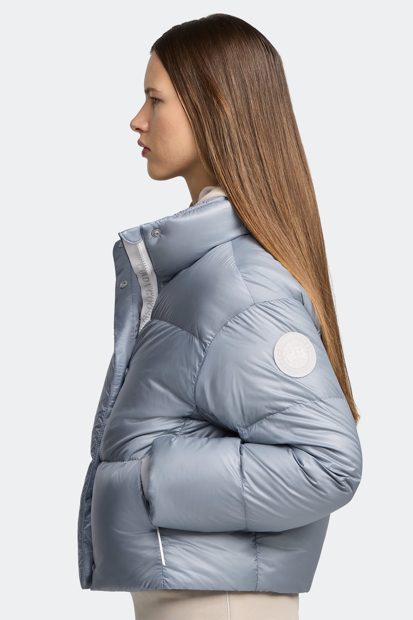 Cypress Cropped Puffer White Label (Women) - Light Ozone Blue