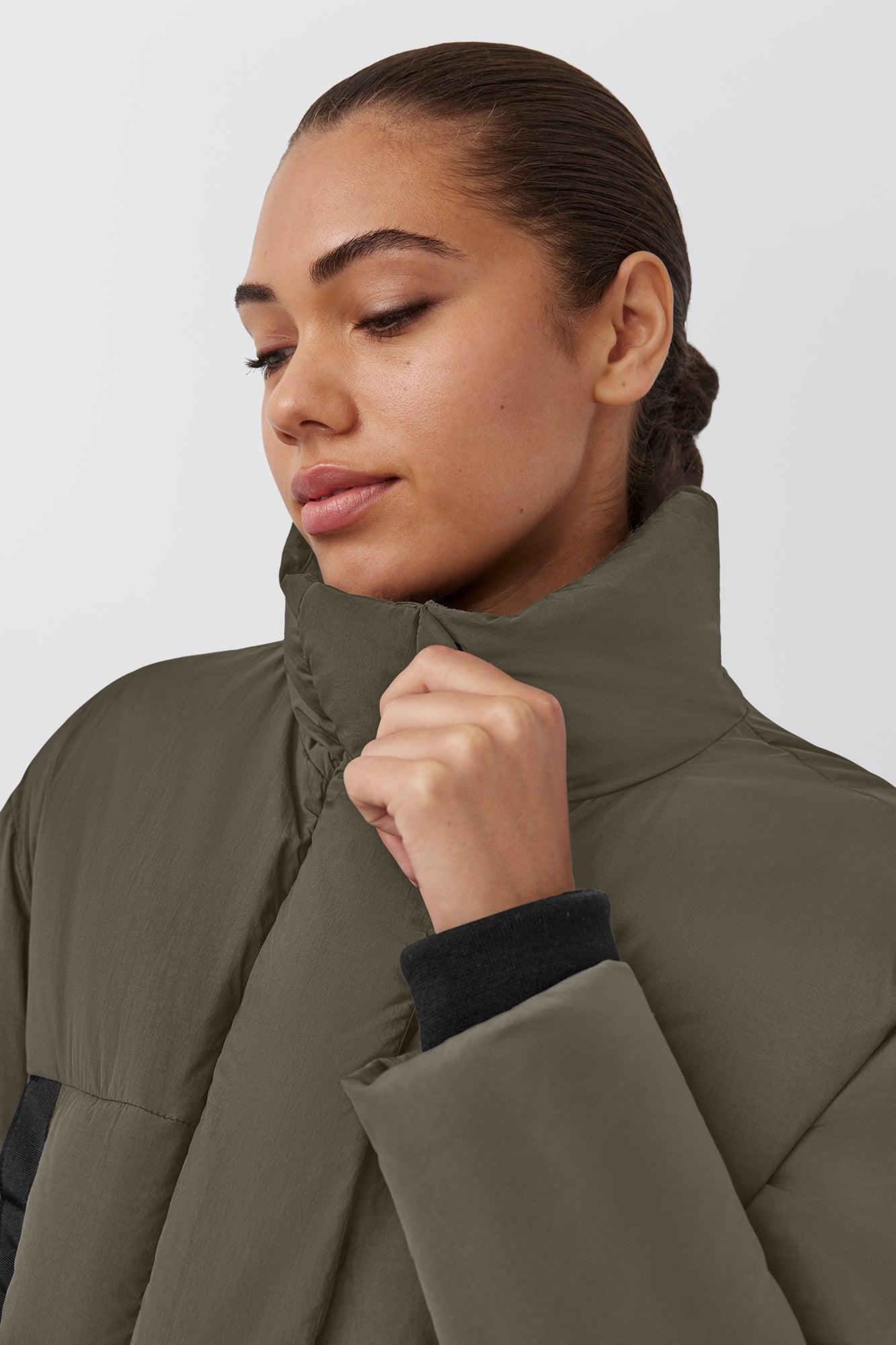 Junction Cropped Puffer Black Label (Women) - Smokey Sage