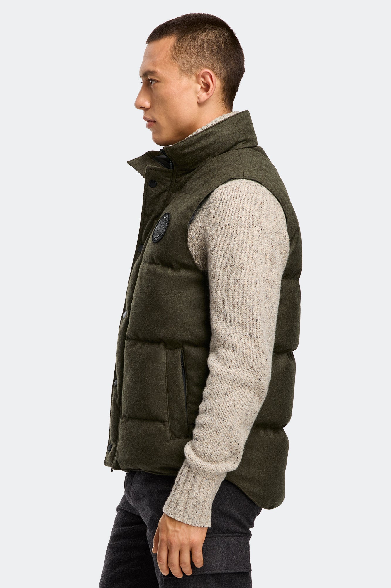 Garson Vest Wool (Men) - Military Green Melange