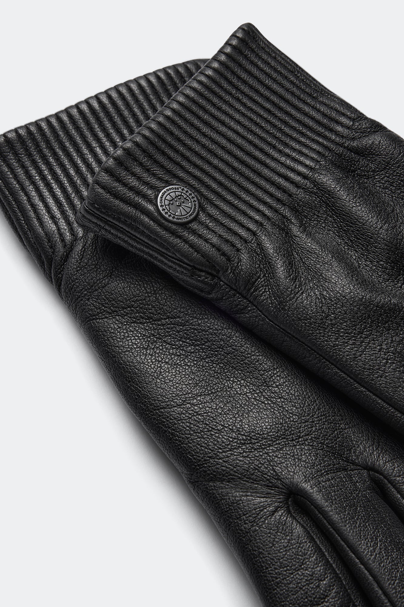 Leather Glove Ribbed Luxe (Women) - Black