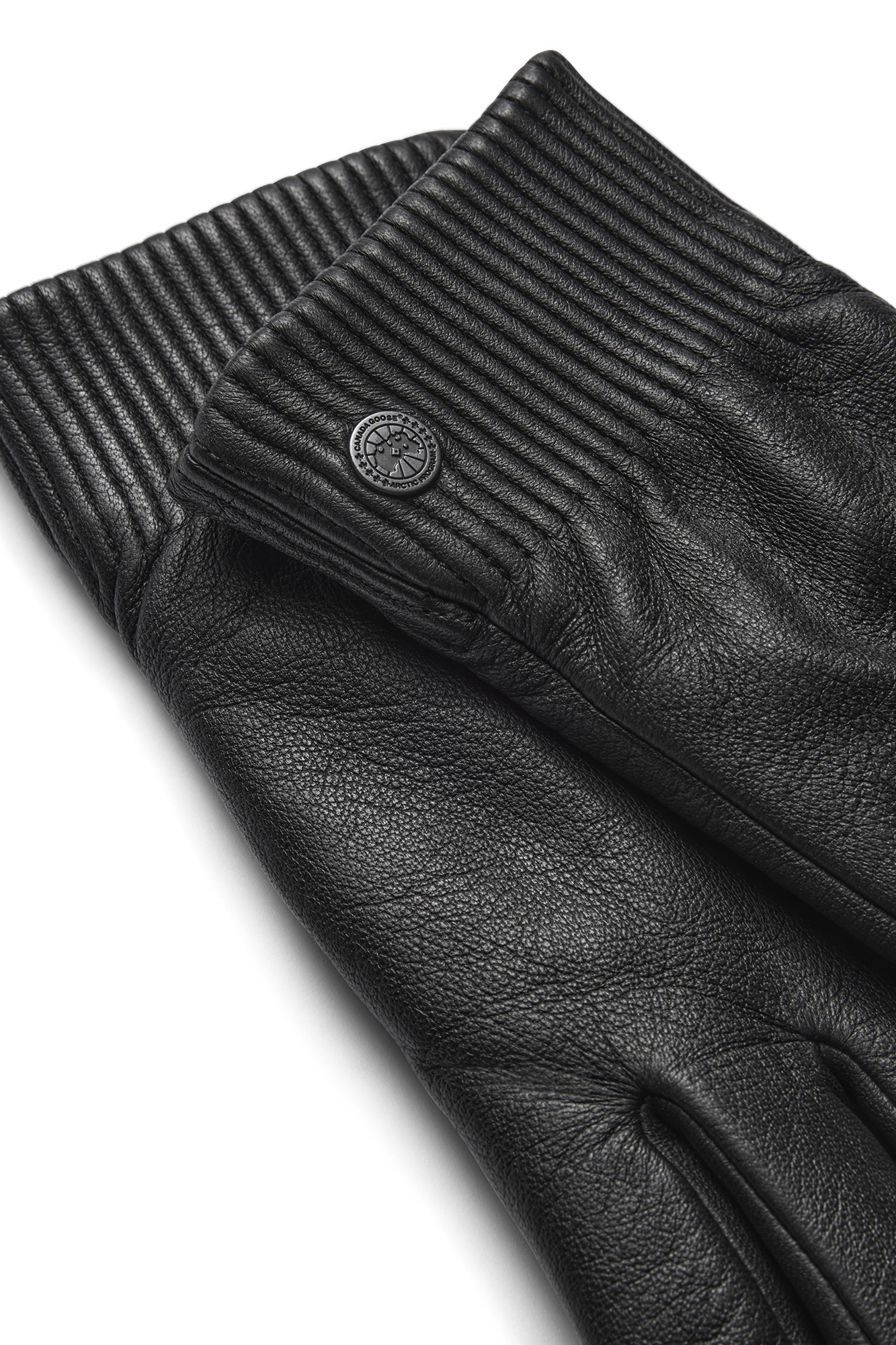 Leather Glove Ribbed Luxe (Women) - Black - Image 4