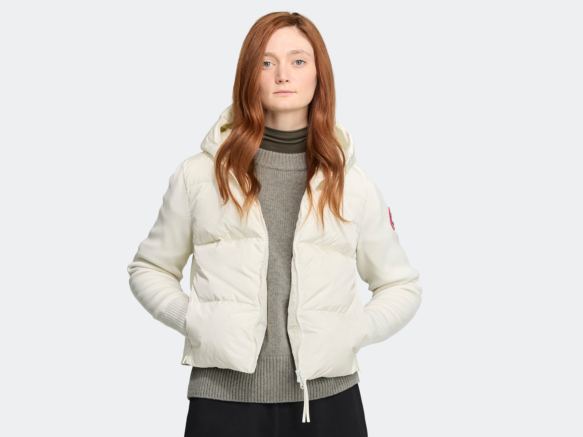 HyBridge® Wide Quilt Knit Hoody (Women) - Cottongrass