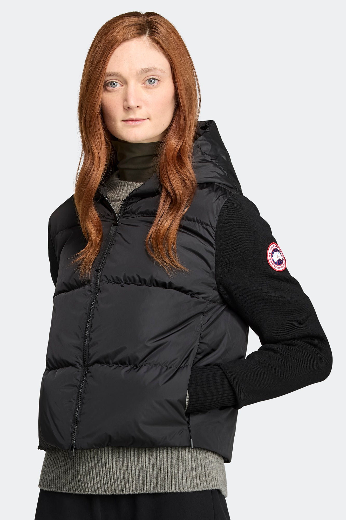 HyBridge® Wide Quilt Knit Hoody (Women) - Black