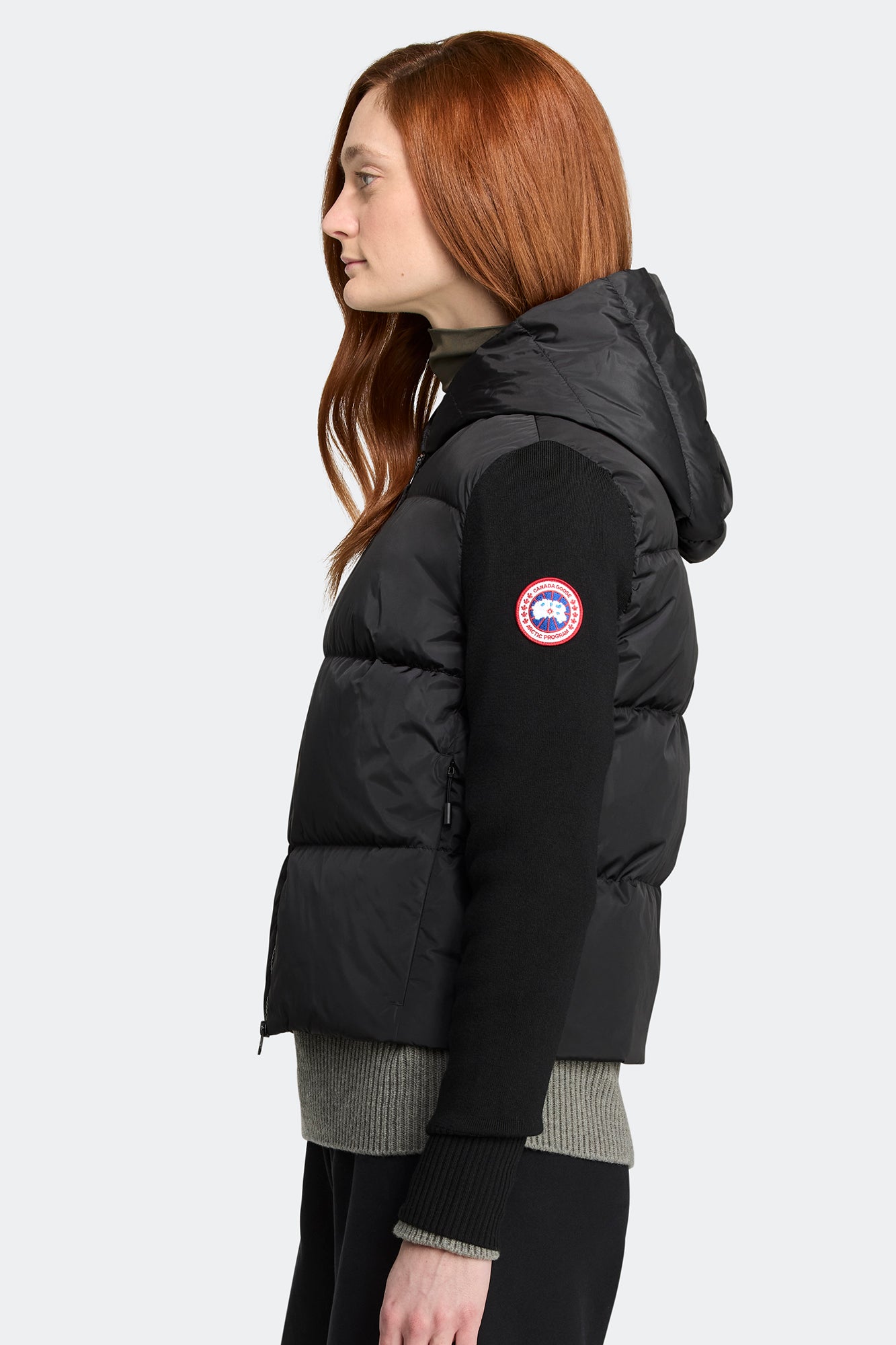 HyBridge® Wide Quilt Knit Hoody (Women) - Black