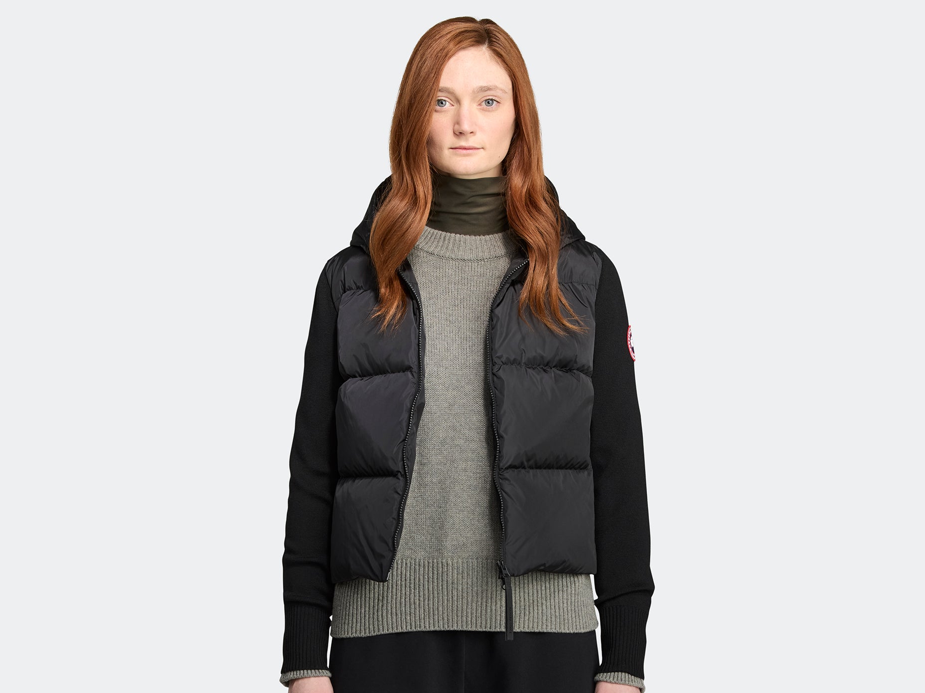 HyBridge® Wide Quilt Knit Hoody (Women) - Black