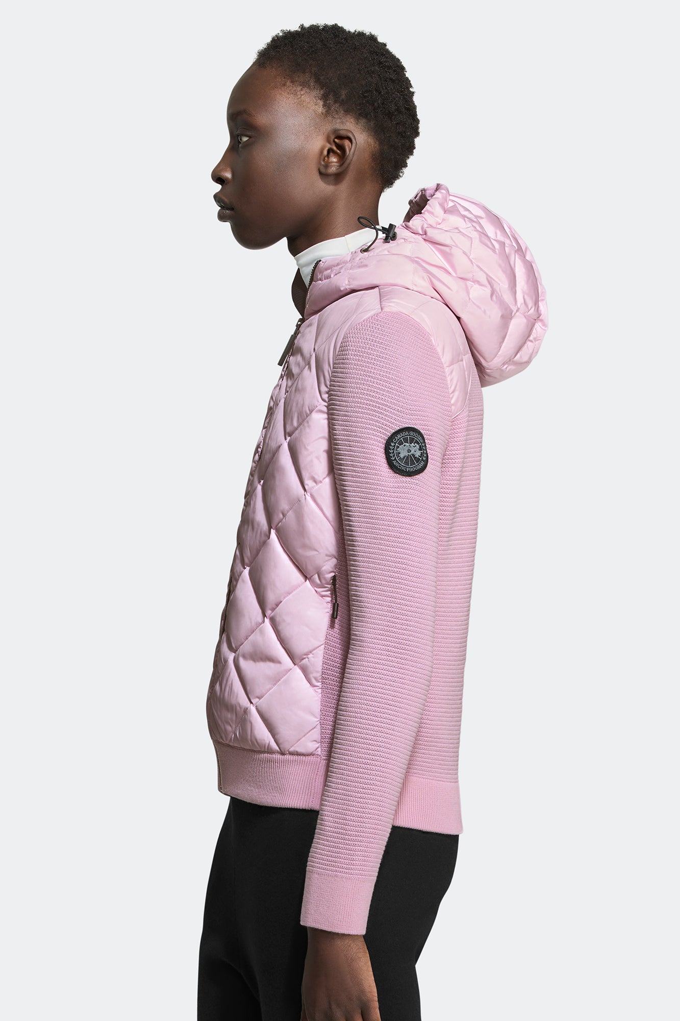 HyBridge® Quilted Knit Hoodie Black Label (Women) - Sunset Pink