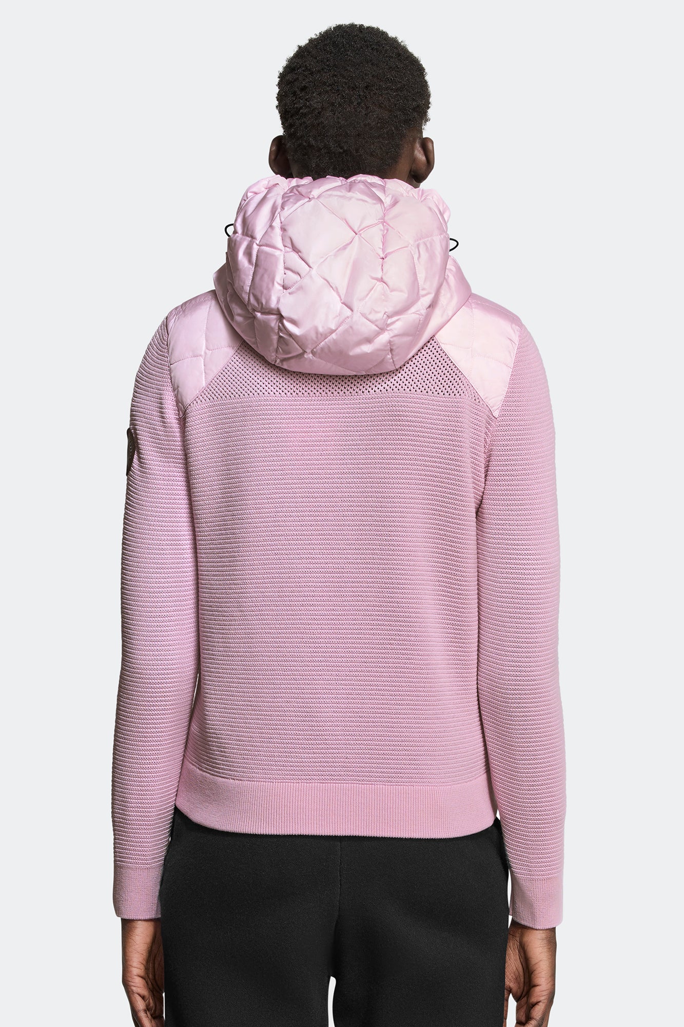HyBridge® Quilted Knit Hoodie Black Label (Women) - Sunset Pink