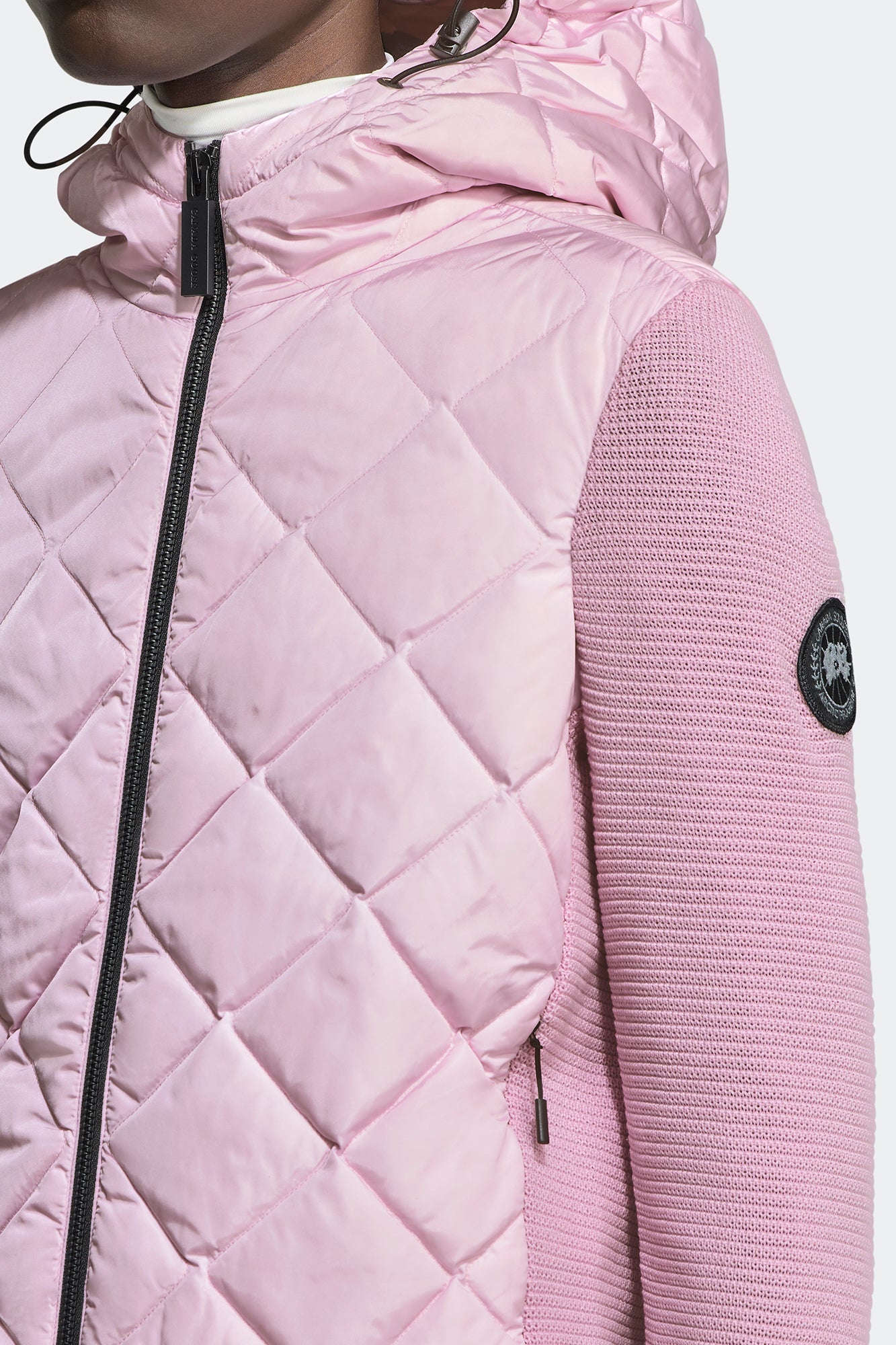 HyBridge® Quilted Knit Hoodie Black Label (Women) - Sunset Pink