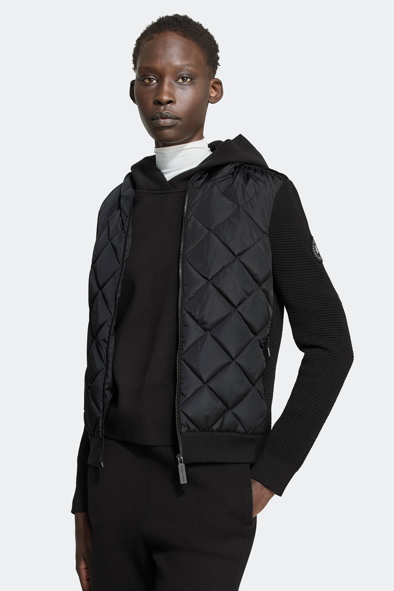 HyBridge® Quilted Knit Hoodie Black Label (Women) - Black
