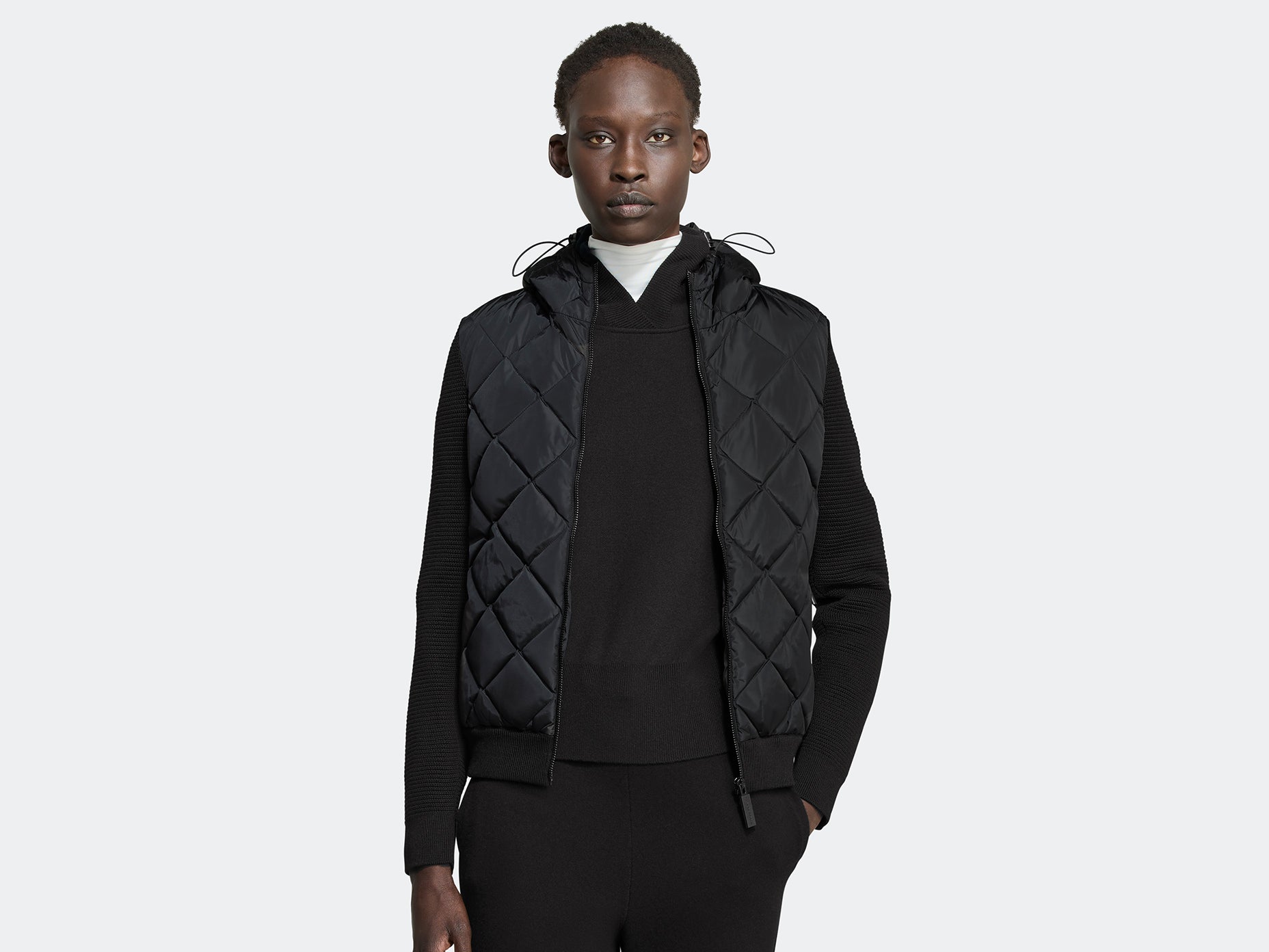 HyBridge® Quilted Knit Hoodie Black Label (Women) - Black