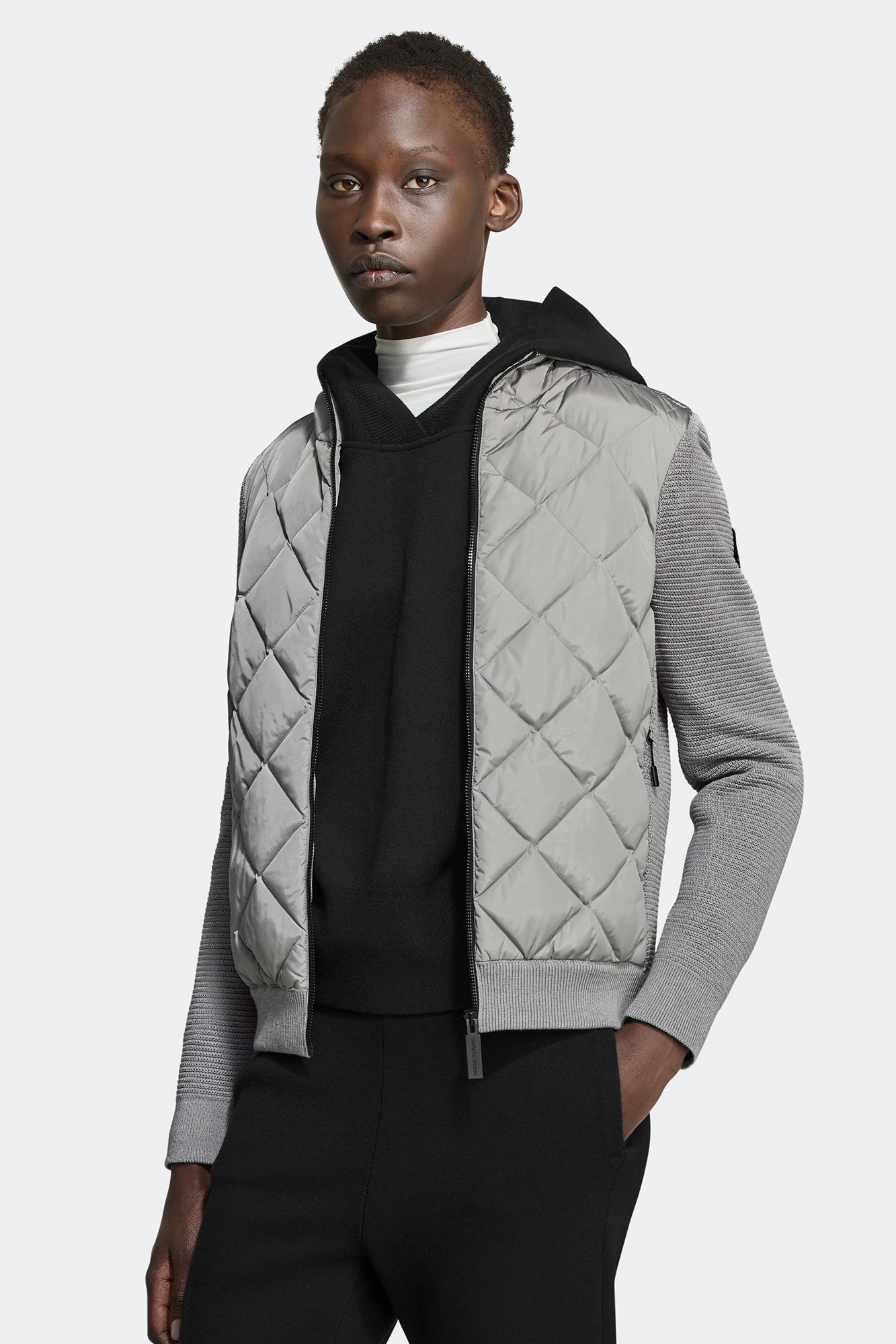 HyBridge® Quilted Knit Hoodie Black Label (Women) - Silver Ore