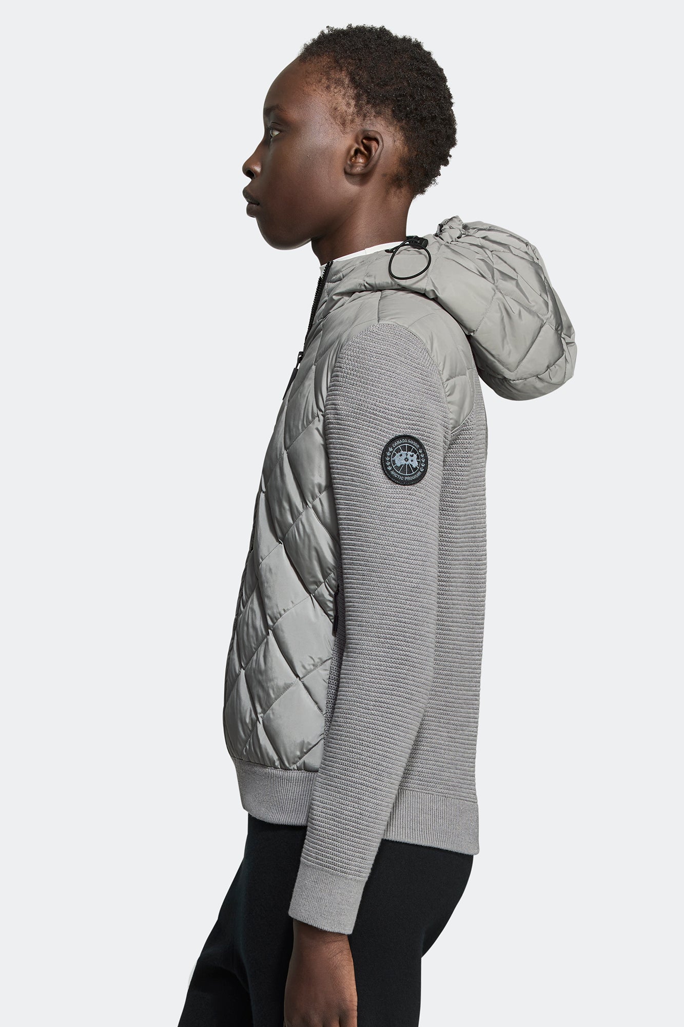 HyBridge® Quilted Knit Hoodie Black Label (Women) - Silver Ore