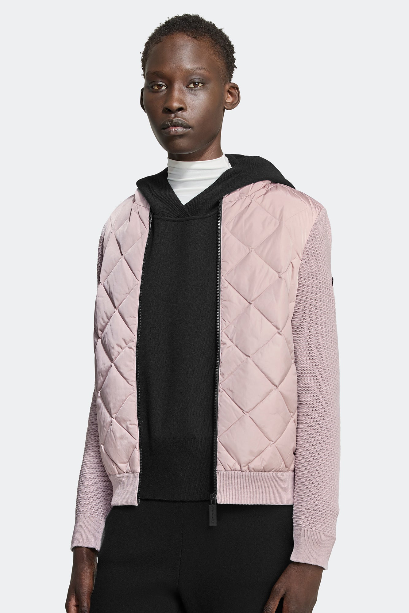 HyBridge® Quilted Knit Hoodie Black Label (Women) - Lucent Rose