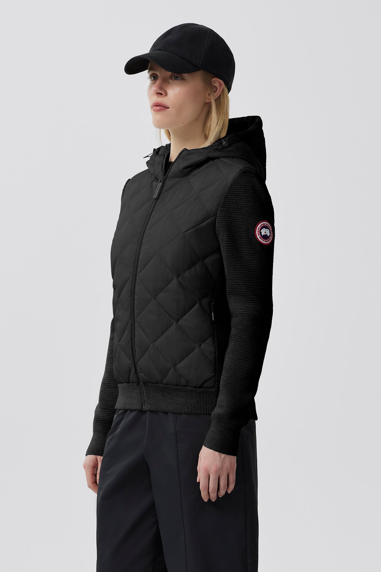 HyBridge® Quilted Knit Hoodie (Women) - Black