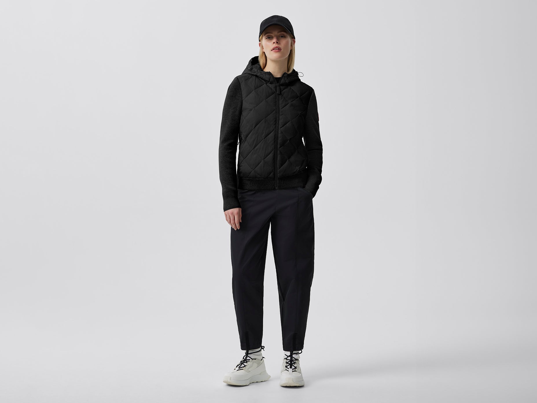 HyBridge® Quilted Knit Hoodie (Women) - Black