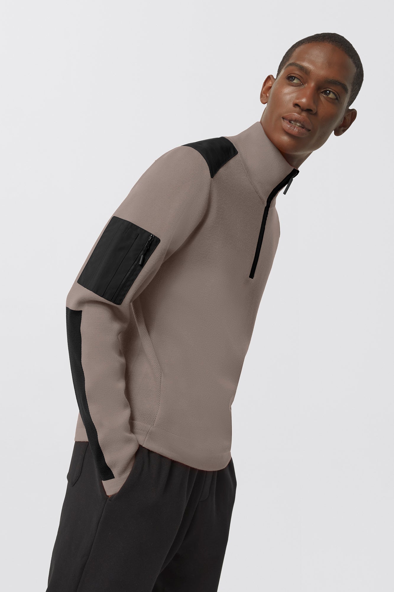 Stormont ¼ Zip Sweater Black Label (Men) - Limestone