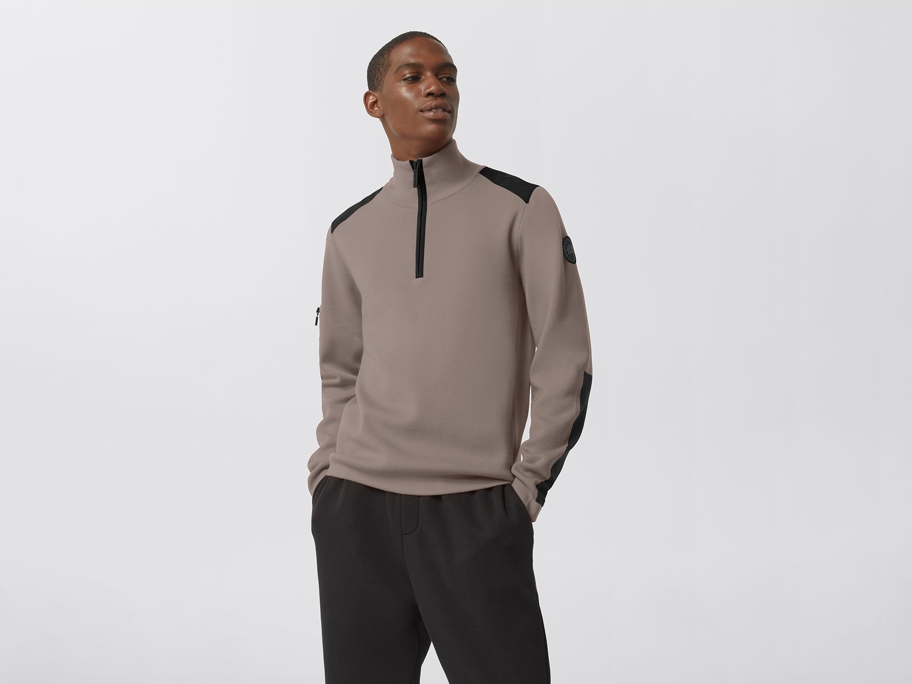 Stormont ¼ Zip Sweater Black Label (Men) - Limestone