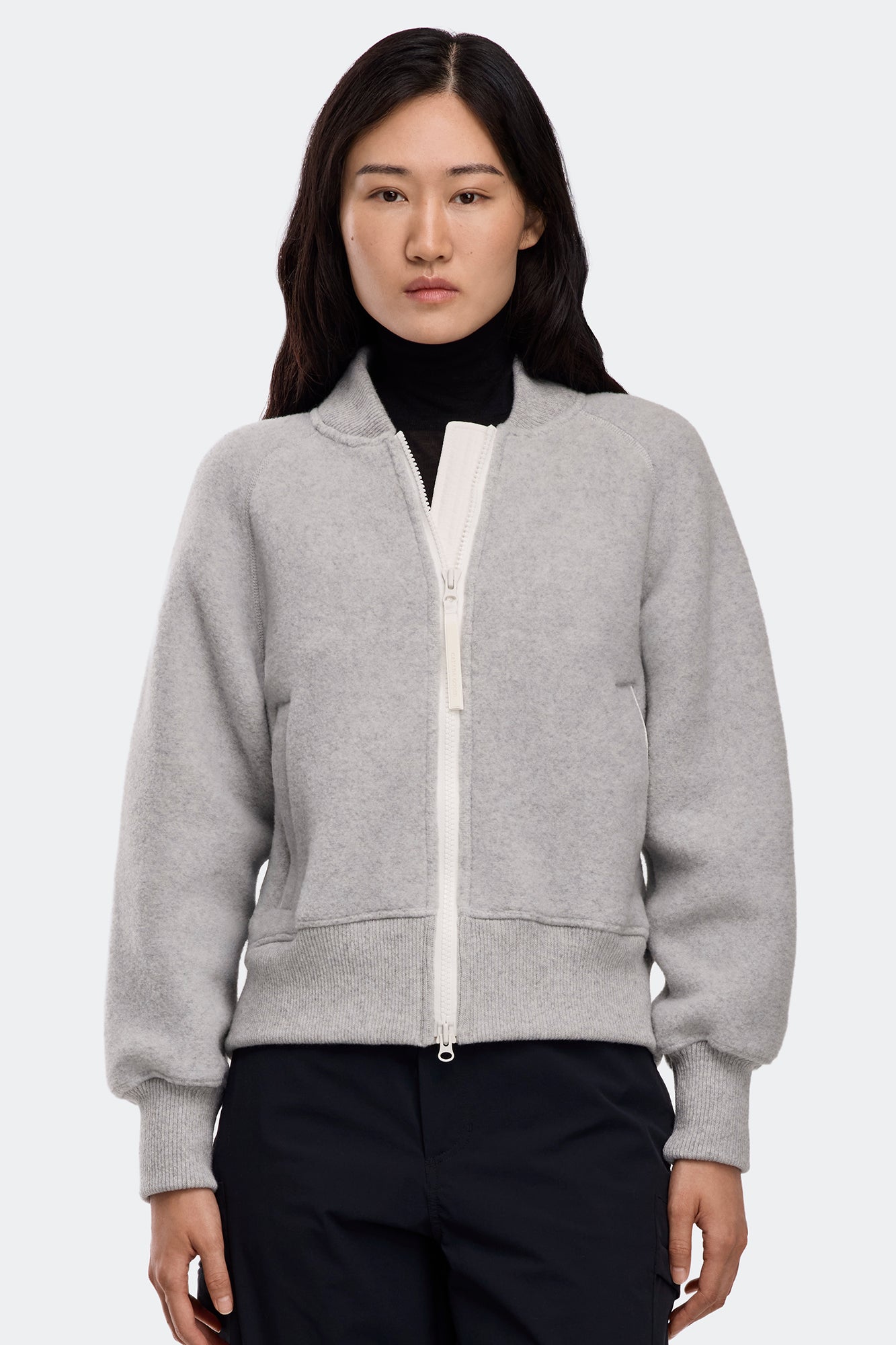 Sierra Fleece Bomber White Label - Silverbirch Heather