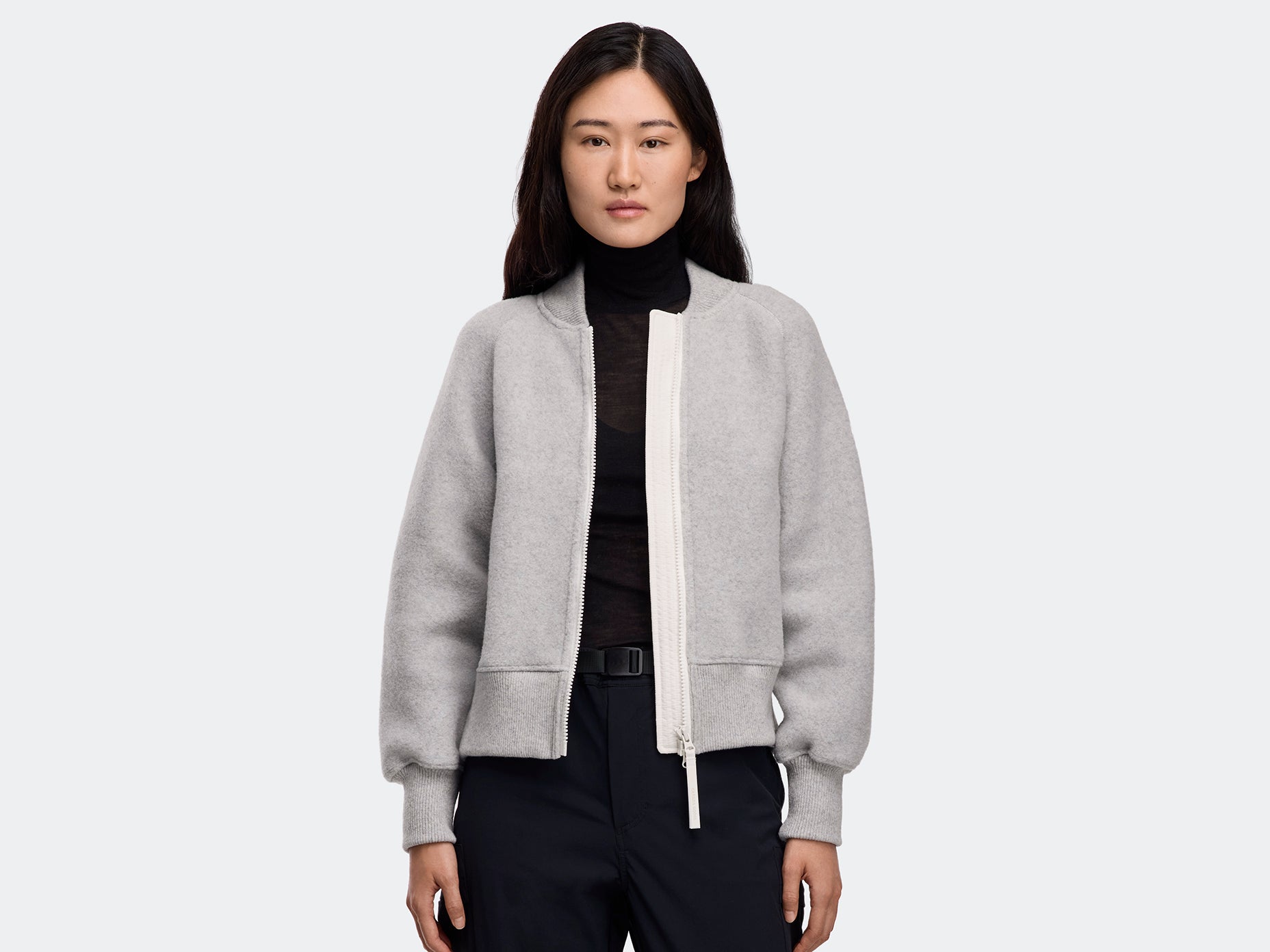 Sierra Fleece Bomber White Label - Silverbirch Heather