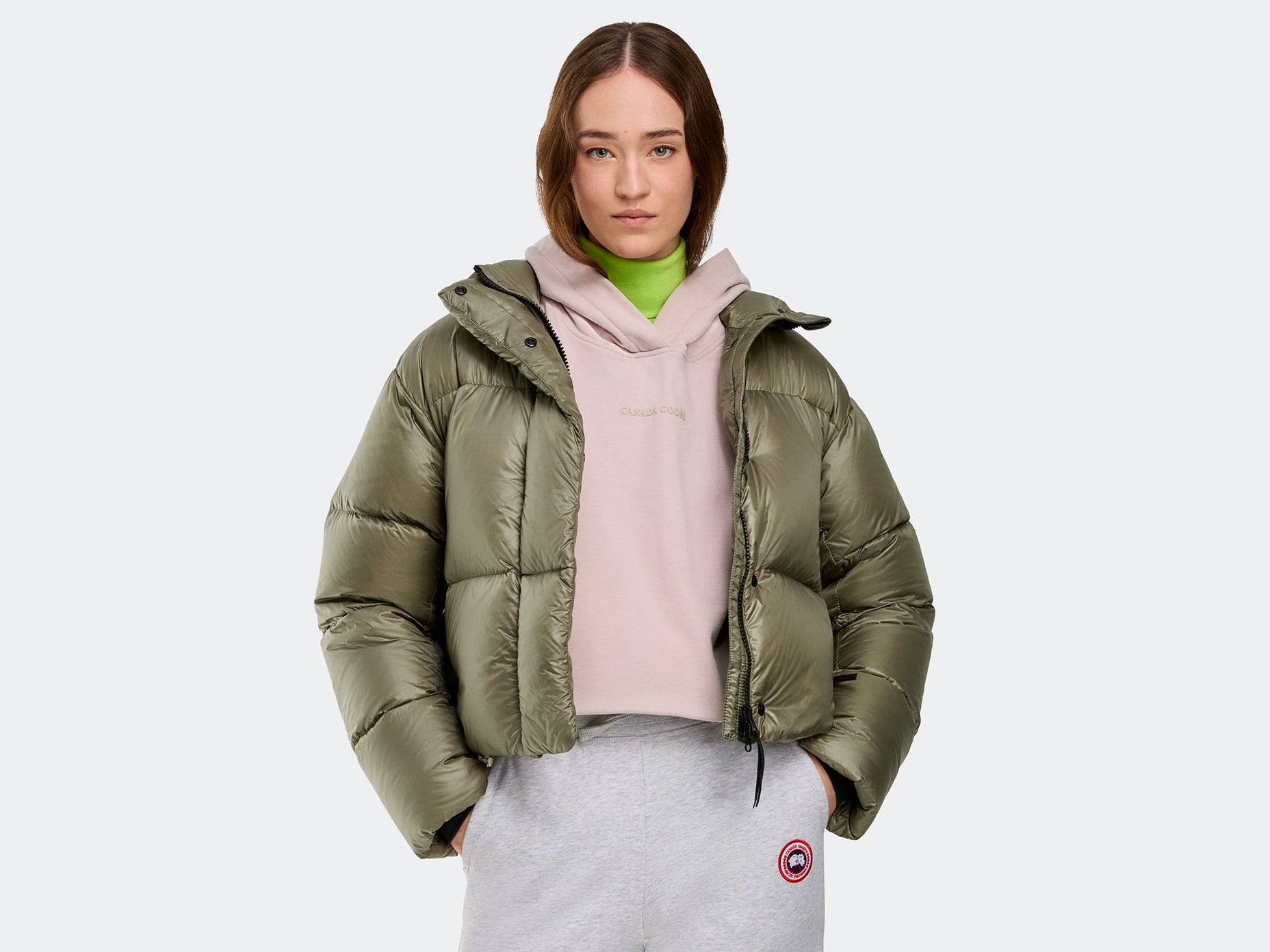 Cypress Cropped Puffer Black Label (Women) - Smokey Sage