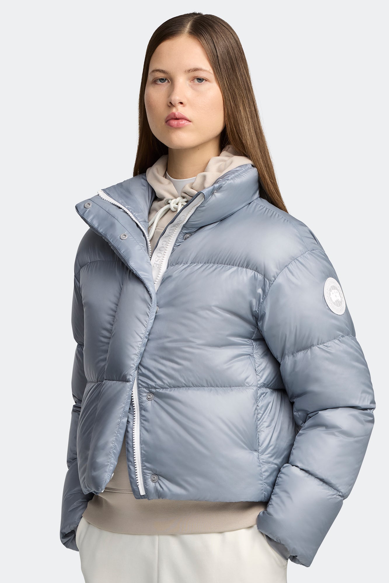 Cypress Cropped Puffer White Label (Women) - Light Ozone Blue