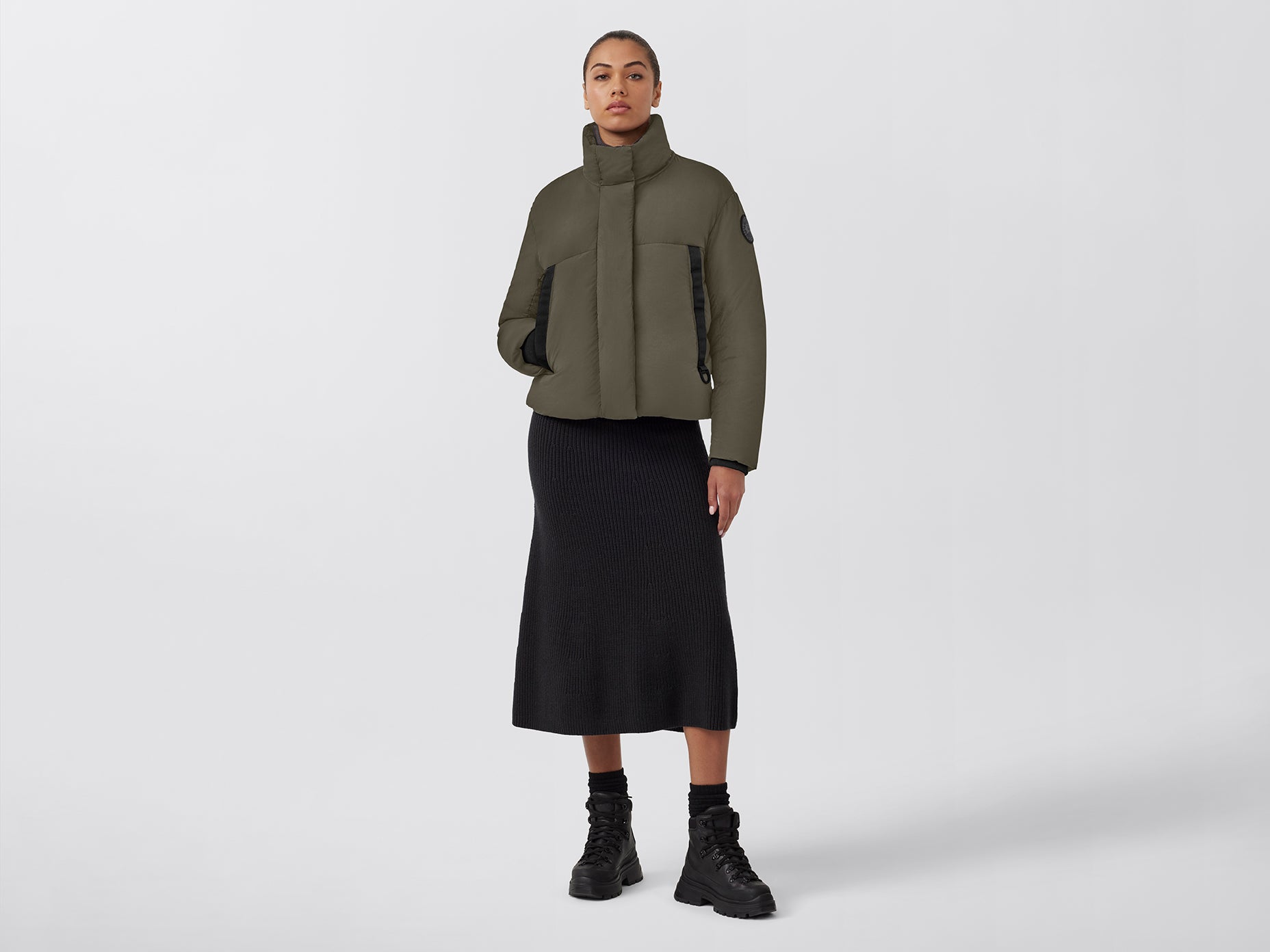 Junction Cropped Puffer Black Label (Women) - Smokey Sage