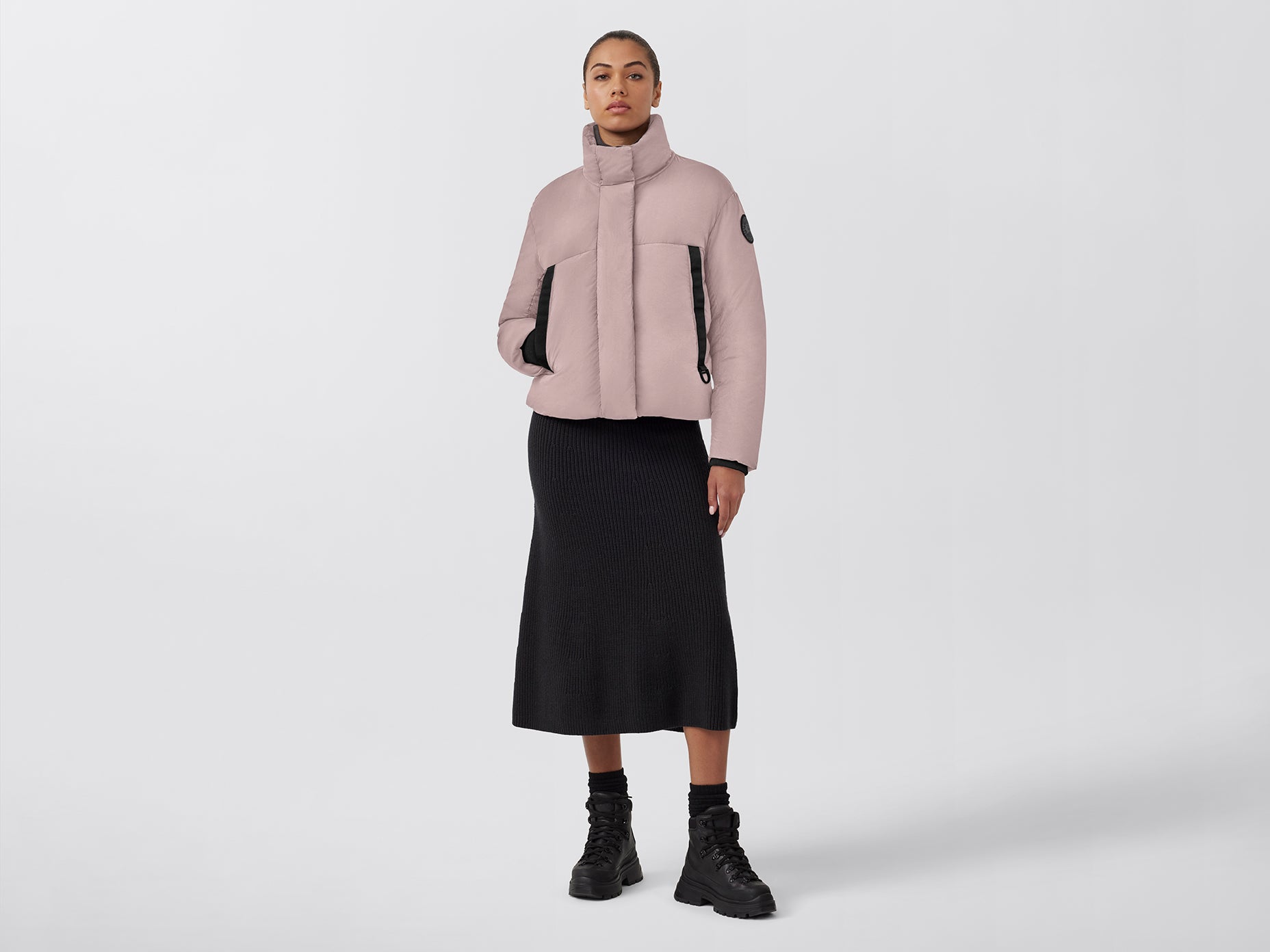 Junction Cropped Puffer Black Label (Women) - Lucent Rose