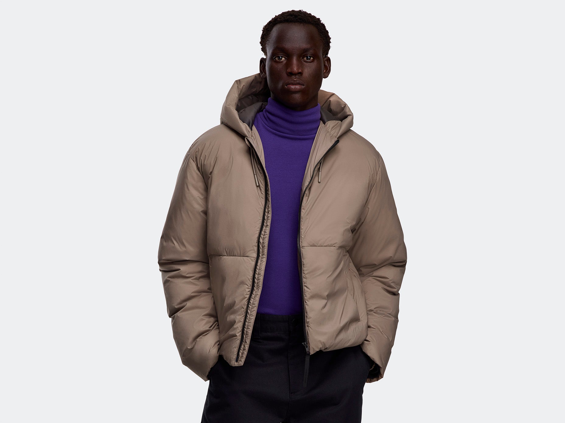 Lodge Hooded Jacket Black Label - Taupe Grey