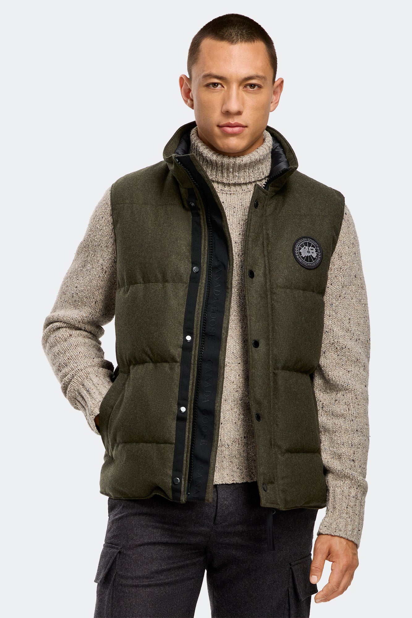 Garson Vest Wool (Men) - Military Green Melange