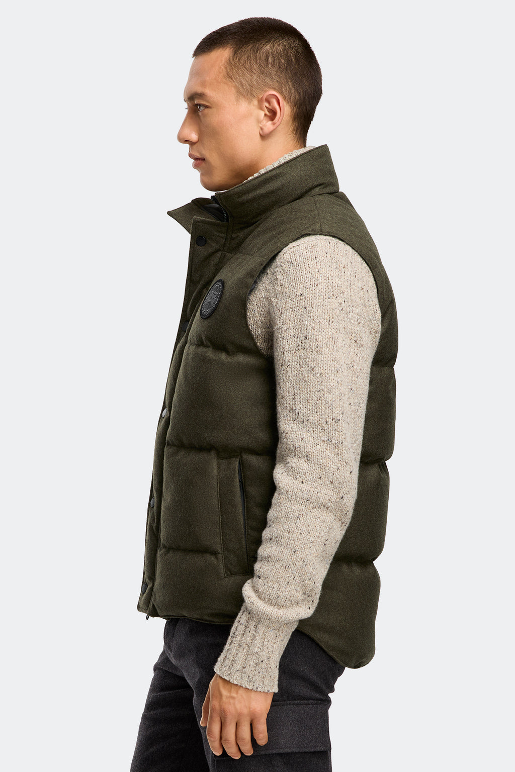 Garson Vest Wool (Men) - Military Green Melange
