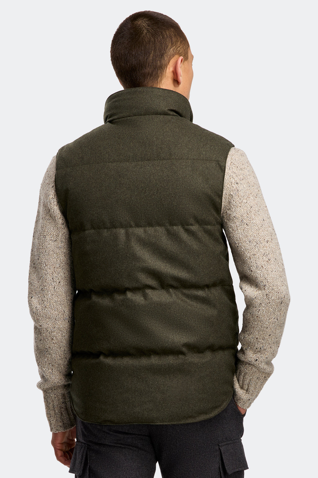 Garson Vest Wool (Men) - Military Green Melange