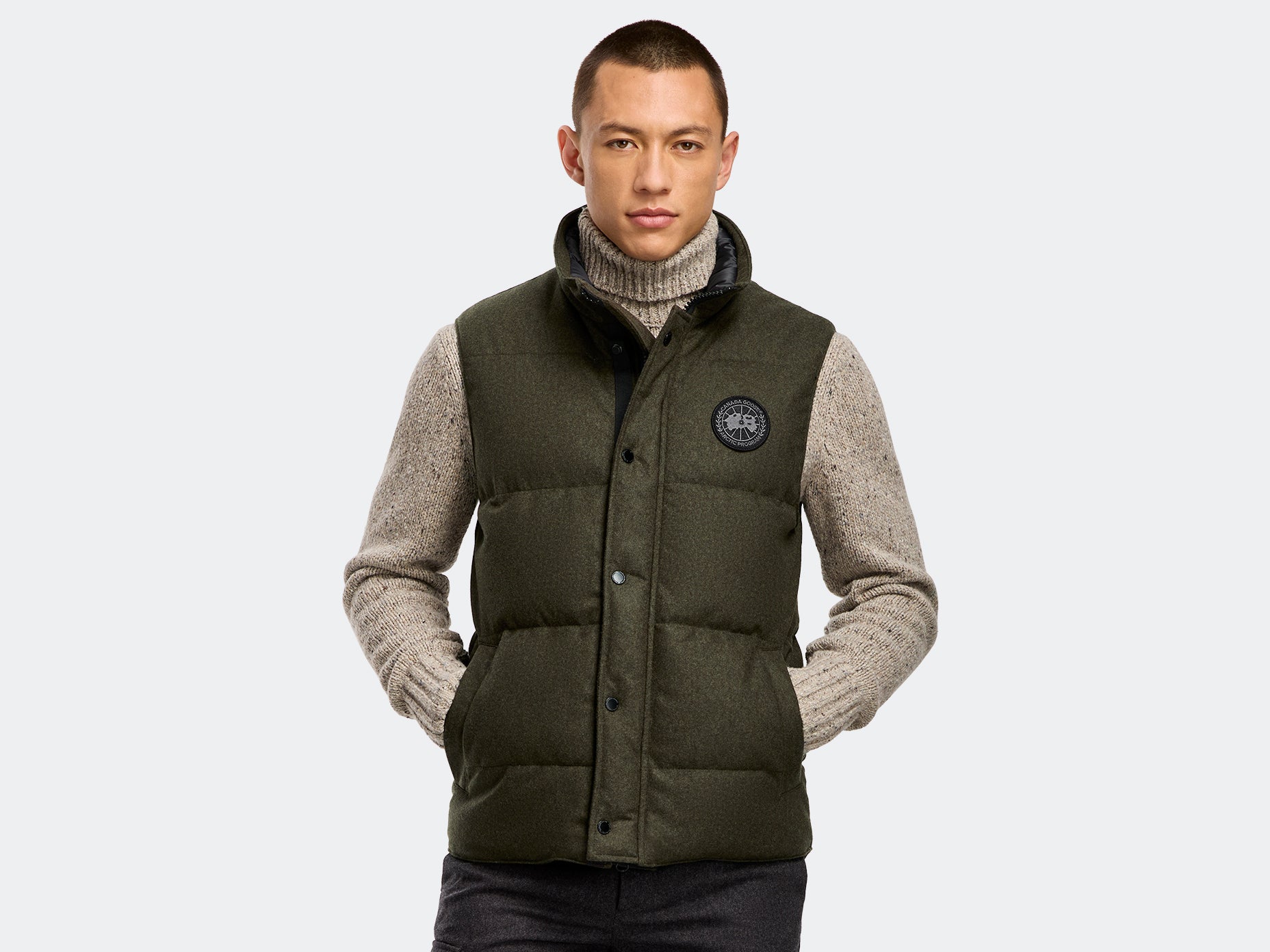 Garson Vest Wool (Men) - Military Green Melange