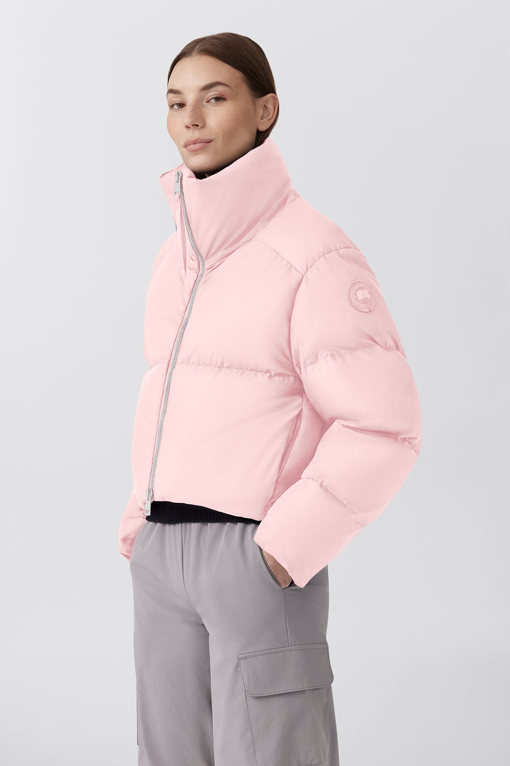 Garnet Cropped Puffer (Women) - Pink Quartz