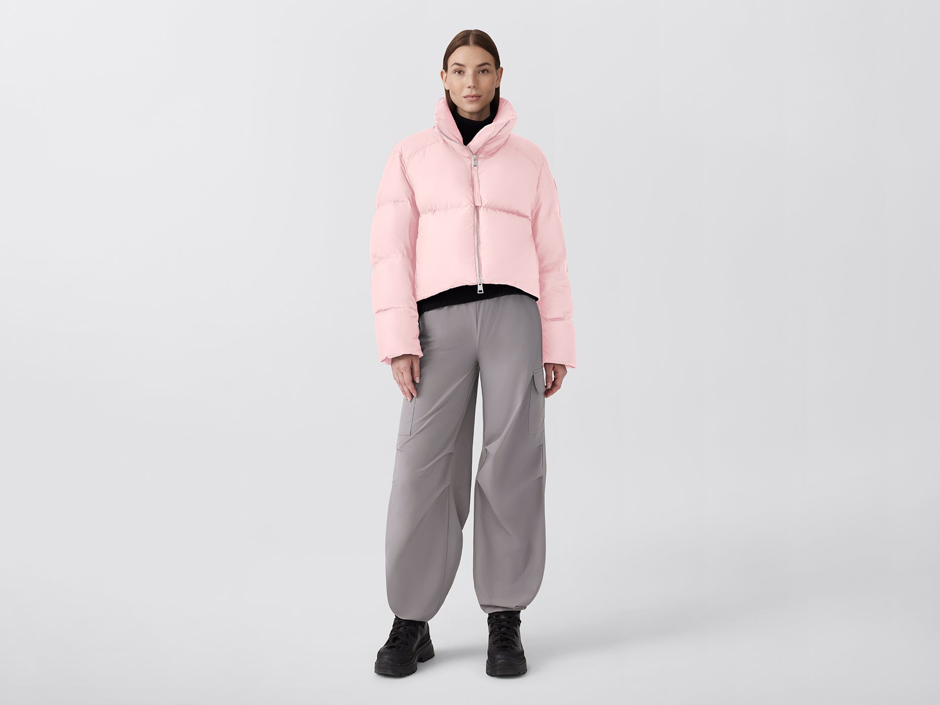 Garnet Cropped Puffer (Women) - Pink Quartz
