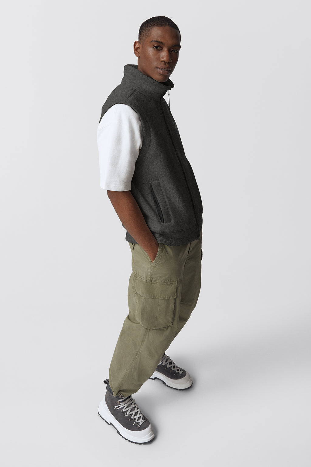 Mersey Black Label Fleece Vest (Men) - Quarry Grey