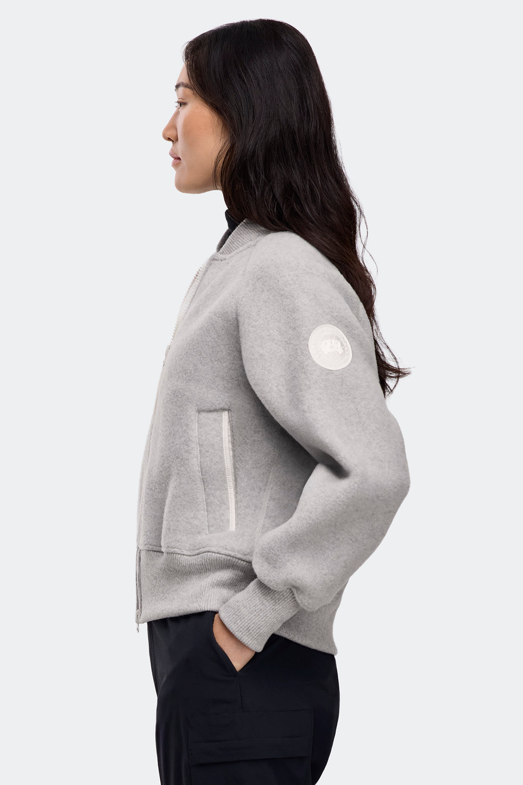 Sierra Fleece Bomber White Label - Silverbirch Heather